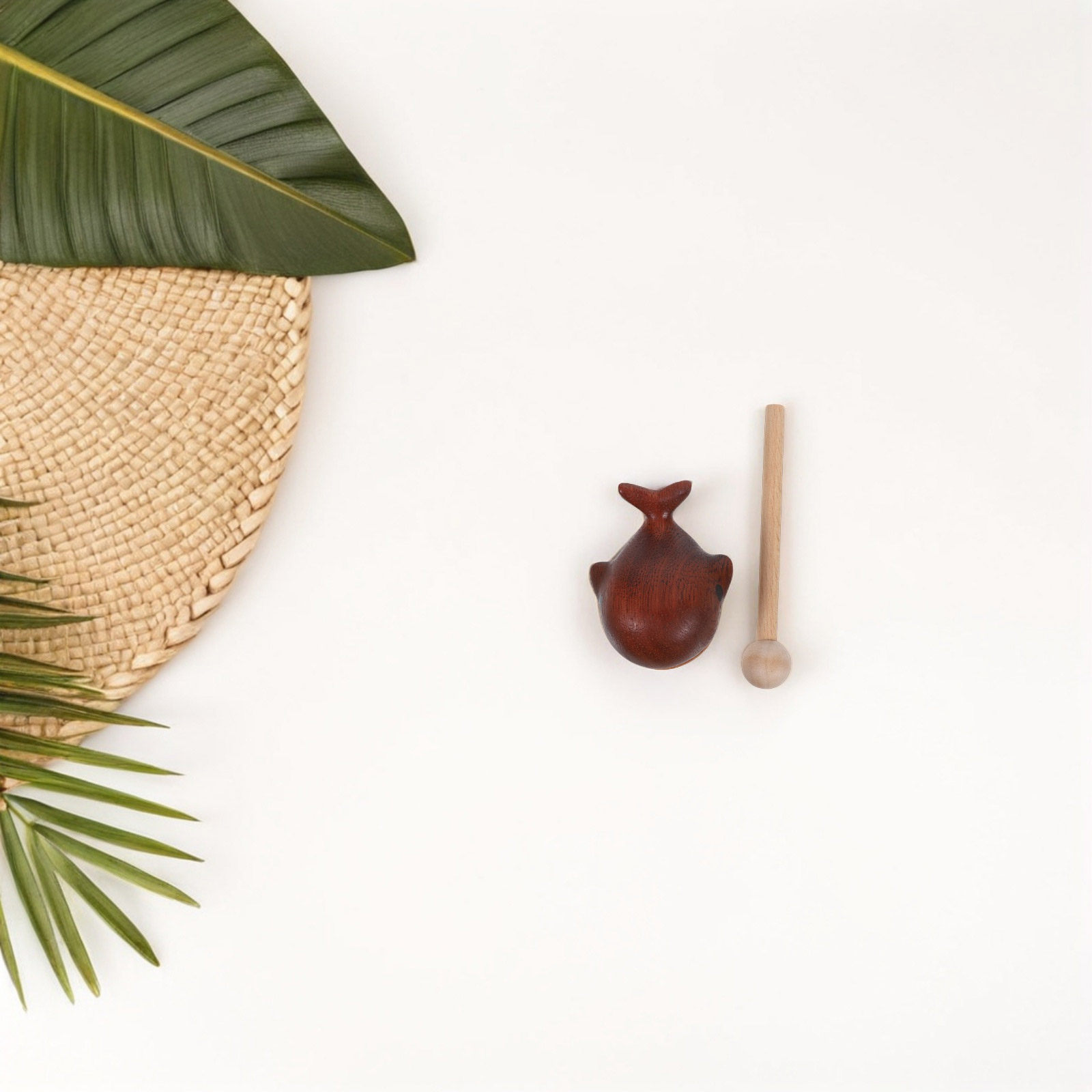 Musical Instrument Mallet - เครื่องดนตรีเคาะจังหวะรูปปลาวาฬ ทำจากไม้ ใช้ตกแต่งคอนโซลรถยนต์ เครื่องดนตรีจังหวะชายฝั่ง แนวทะเล