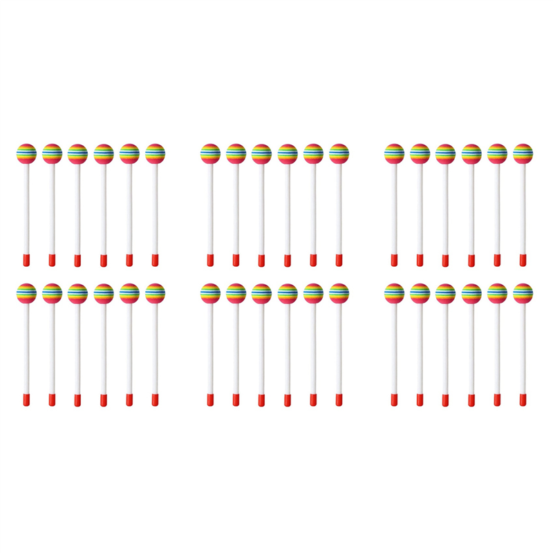 Musical Instrument Mallet - ไม้ตีกลองรูปทรงกลมสีรุ้ง รุ่น A06F-36 ชิ้น ไม้ตีกลองสำหรับเด็ก ของเล่นดนตรี