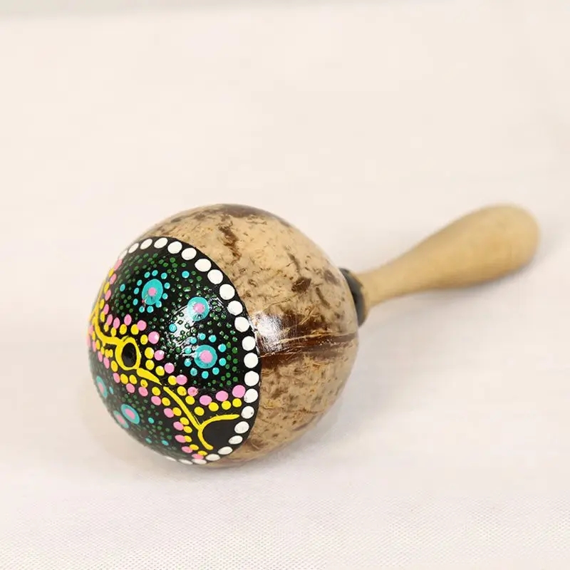 Musical Instrument Maraca - ทาสีกะลามะพร้าว Maracas กะลามะพร้าวธรรมชาติทรายค้อน Shaker ที่สวยงามรูปแบบ Percussion