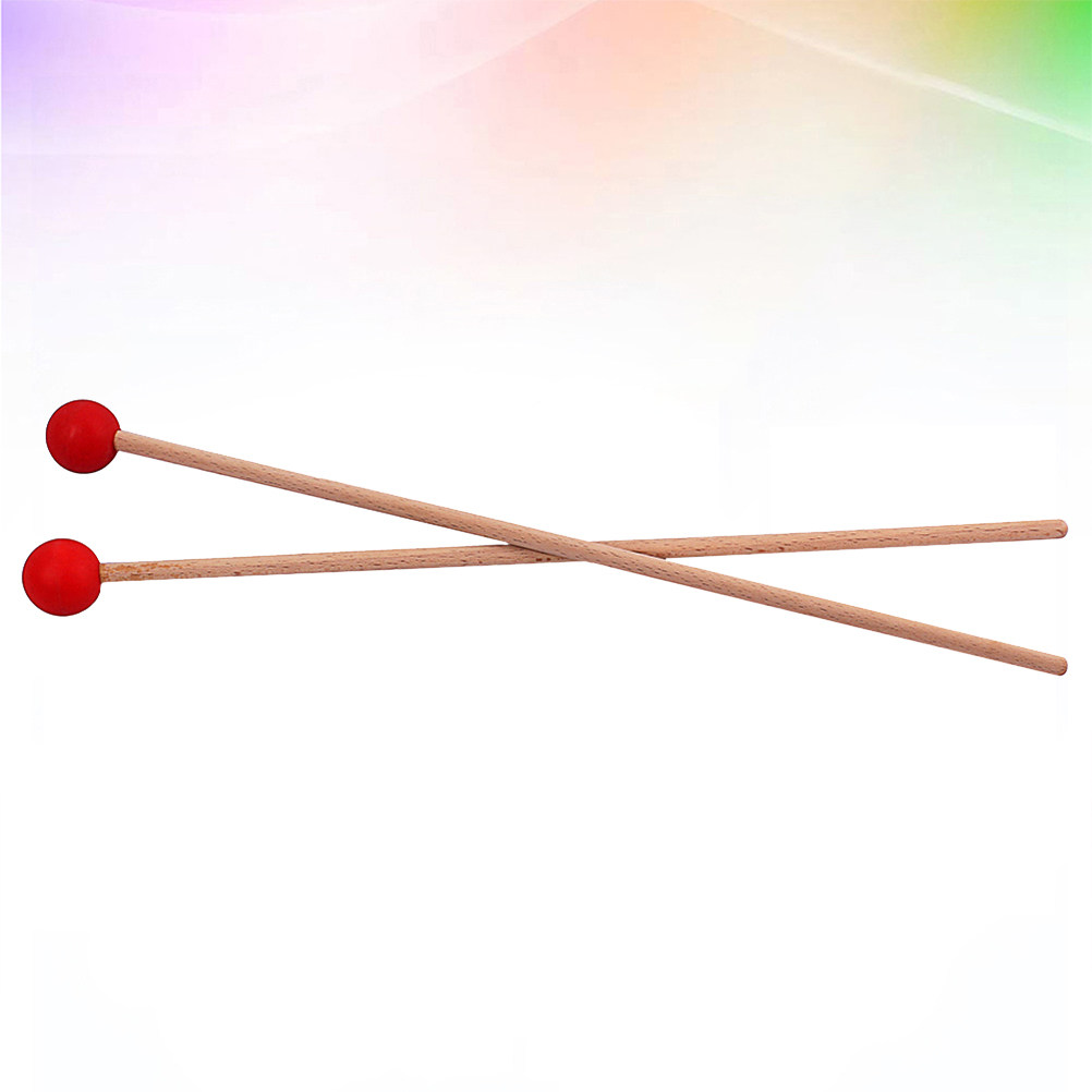 Musical Instrument Mallet - ไม้ตีกลองขนาดใหญ่ 1 คู่ ด้ามไม้ หัวยาง ไม้ตีกลองกล็อกเกนสปีล