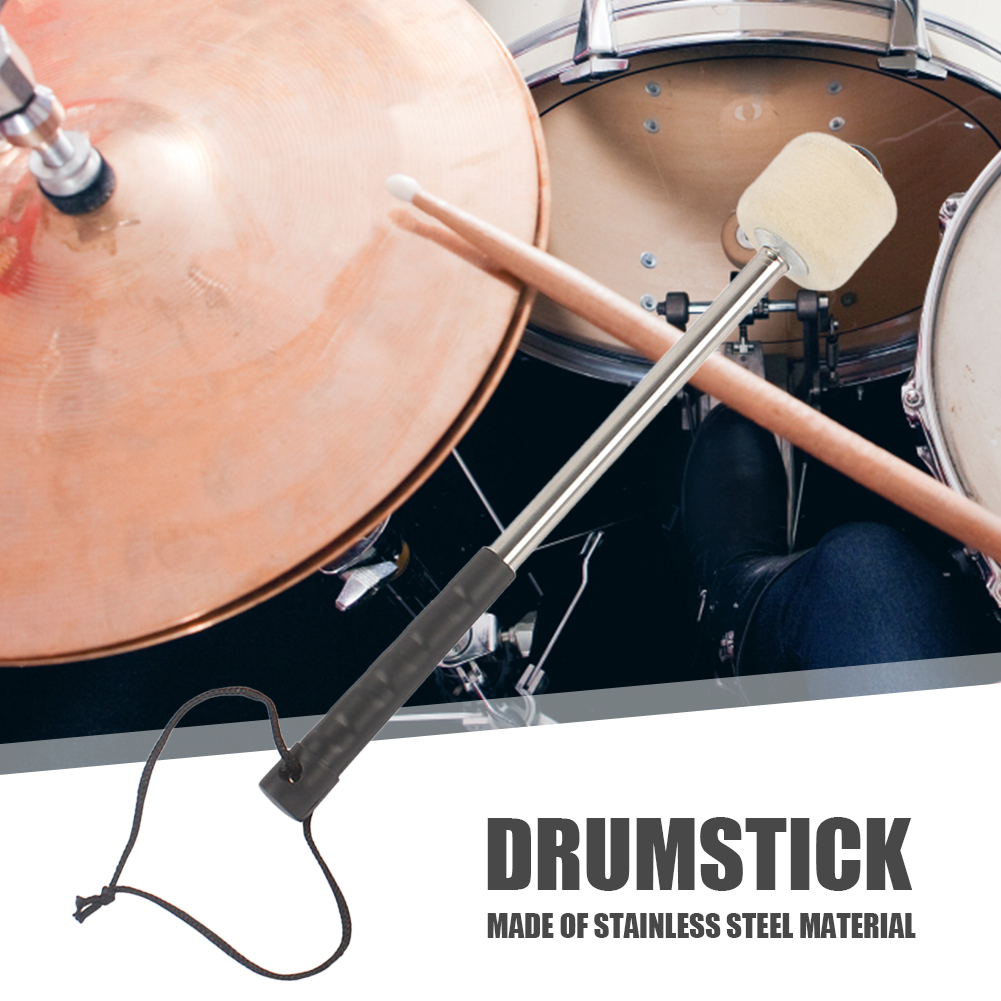 Musical Instrument Mallet - ไม้ตีกลองเบสแบบมืออาชีพ พร้อมหัวไม้ทำจากผ้าสักหลาด สำหรับกลองเดินแถว พร้อมเชือกแขวน ไม้ตีกลองทิมปานี ไม้ตีกลองโลหะ
