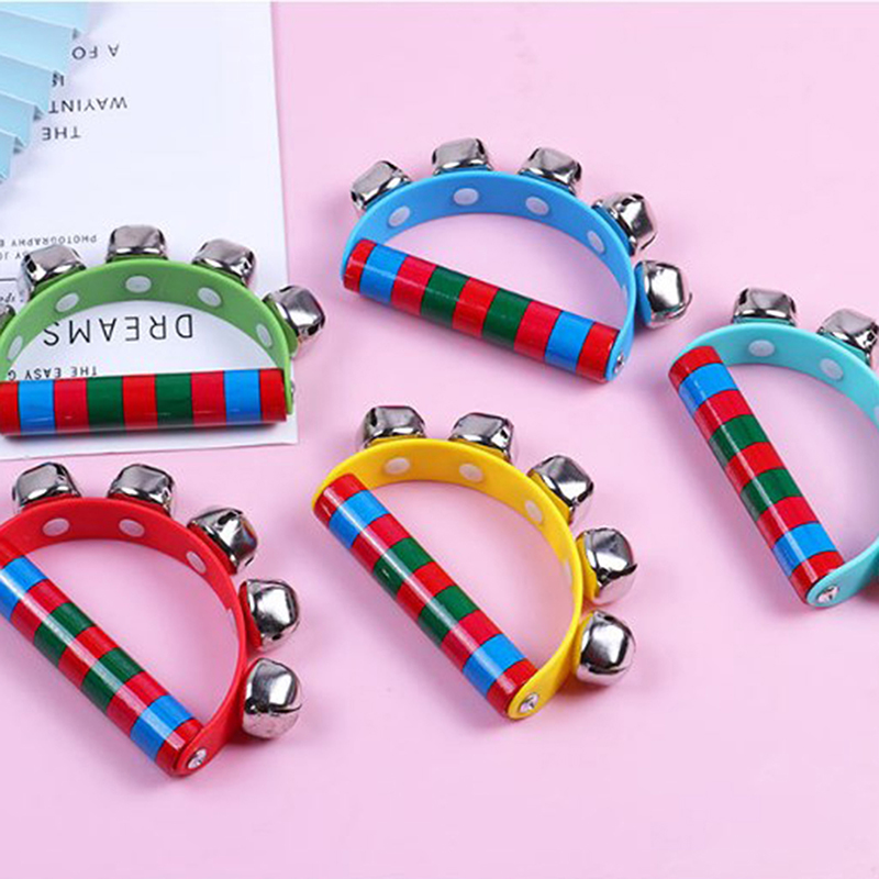Musical Instrument Chimes - กระดิ่งมือสำหรับเด็ก พร้อมกระดิ่ง 5 ตัว ด้ามจับไม้ เครื่องดนตรีของเล่นสำหรับชั้นเรียนดนตรี