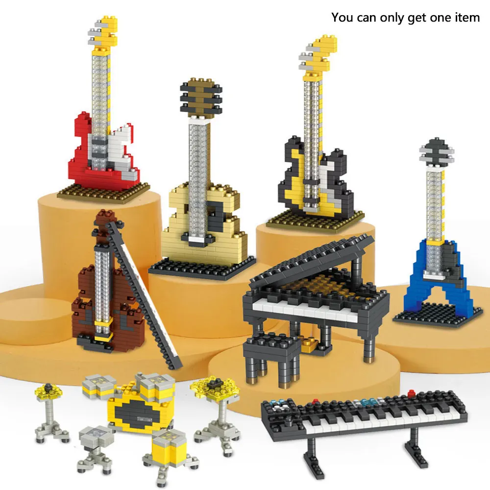 Musical Instrument Tabla - เครื่องดนตรีขนาดเล็กบล็อกตัวต่อเปียโนหรือกีตาร์หรือคีย์บอร์ดหรือเบสหรือกลองของเล่นเพื่อการศึกษาแบบทำมือสำหรับเด็กผู้ชายและเด็กผู้หญิง!