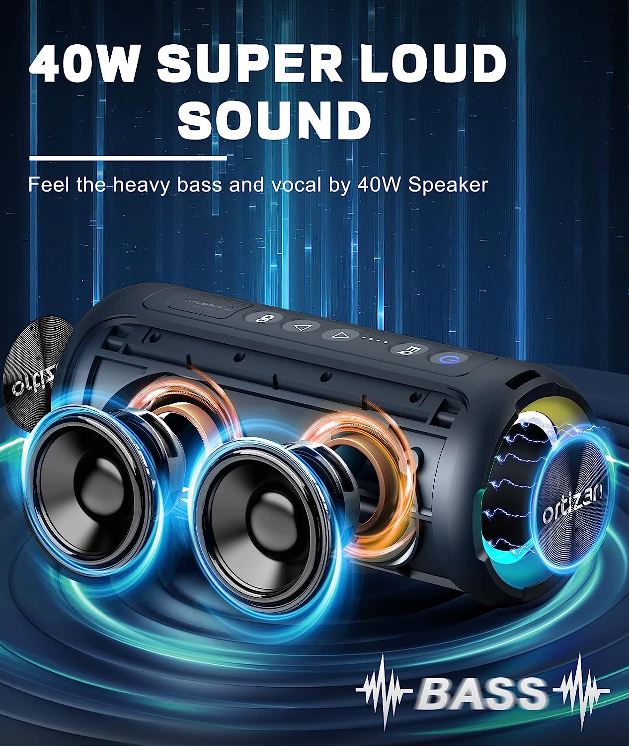 Ortizan ลําโพงบลูทูธ 40W เสียง - Musical Instrument Vector บทวิจารณ์และราคา