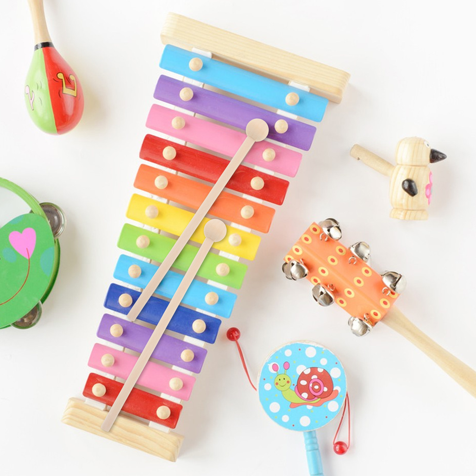 ไม้ตีไม้สำหรับเด็ก 10 ชิ้น ไม้ - Musical Instrument Mallet บทวิจารณ์และราคา